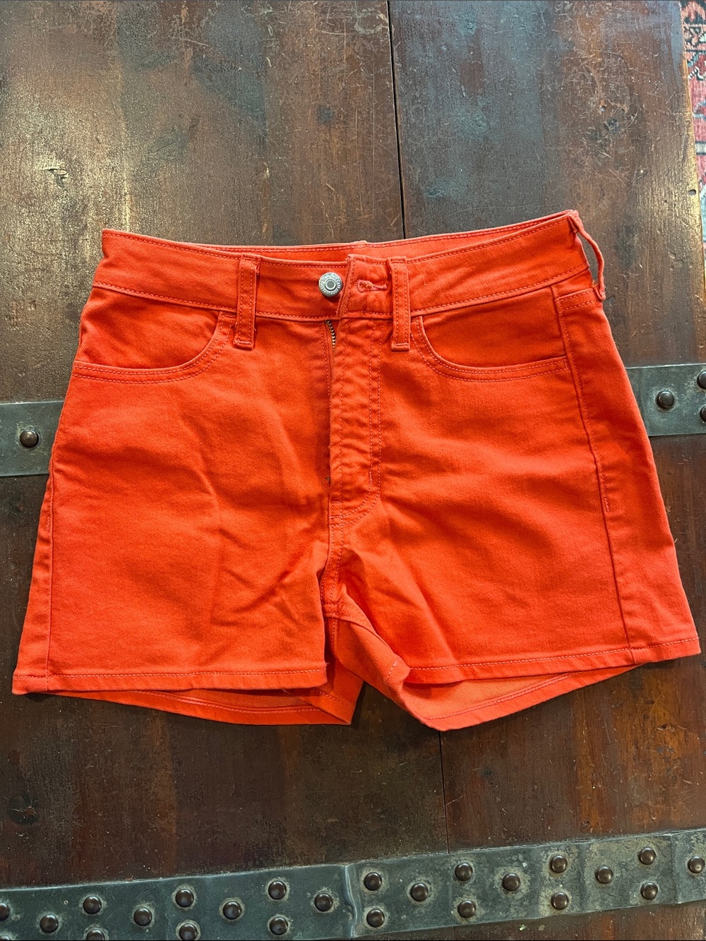 Old Navy Women’s High-Rise Wow Orange Cotton Blend Shorts